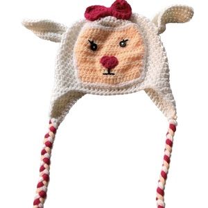 Adorable White and Pink Kids Animal Hat